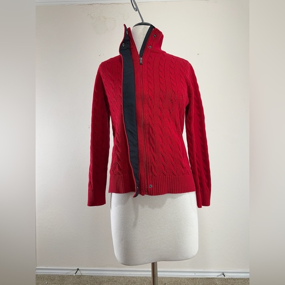 Vintage Lauren Active Ralph Lauren Red Cable Knit Full-Zip Sweater cardigan - Picture 6 of 9